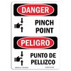 Signmission OSHA Sign, Pinch Point Bilingual, 10in X 7in Decal, 7" W, 10" L, Spanish, OS-DS-D-710-VS-1528 OS-DS-D-710-VS-1528
